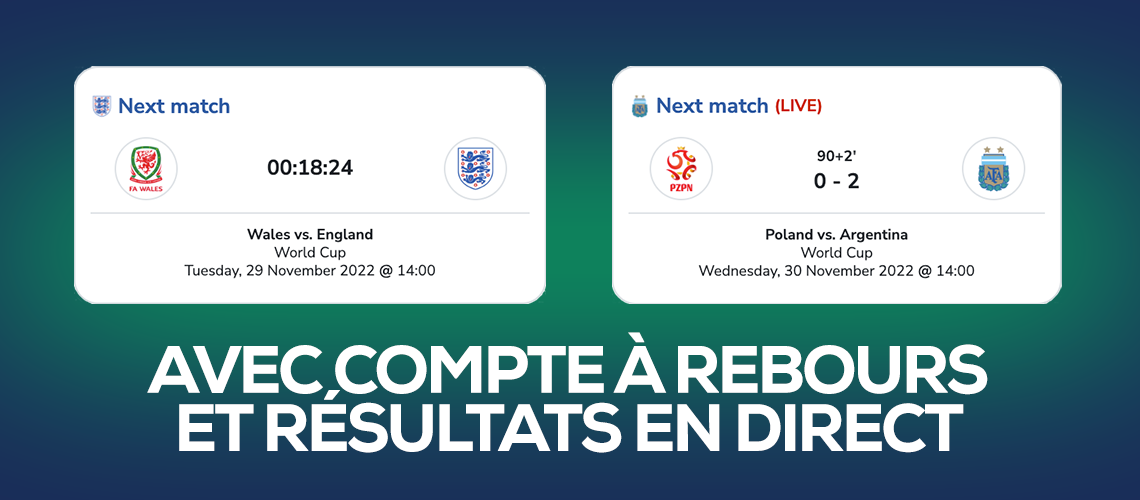 Widget gratuit du prochain match